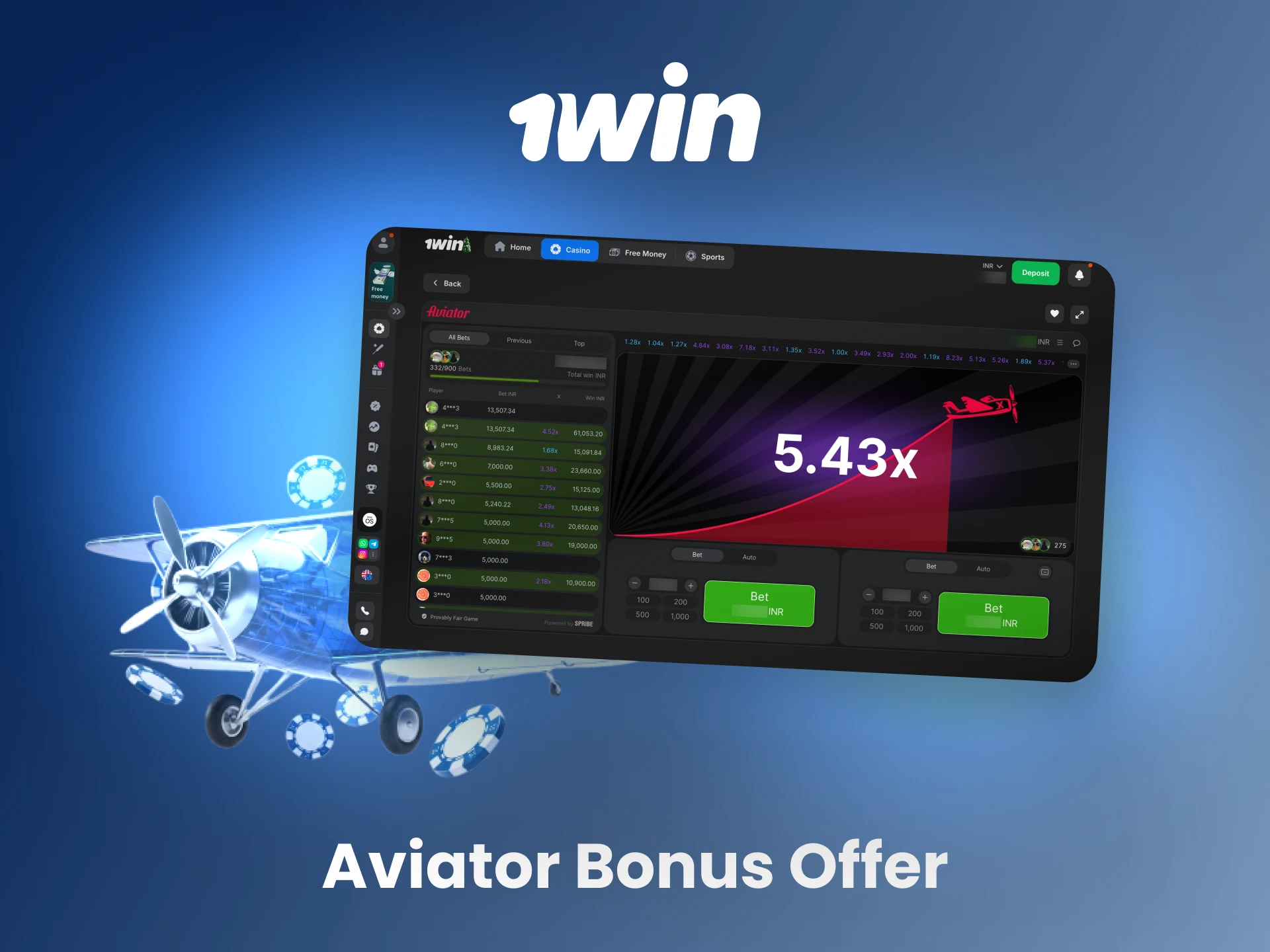 Use your welcome bonus to extend your gameplay in the exciting Aviator game on 1win.