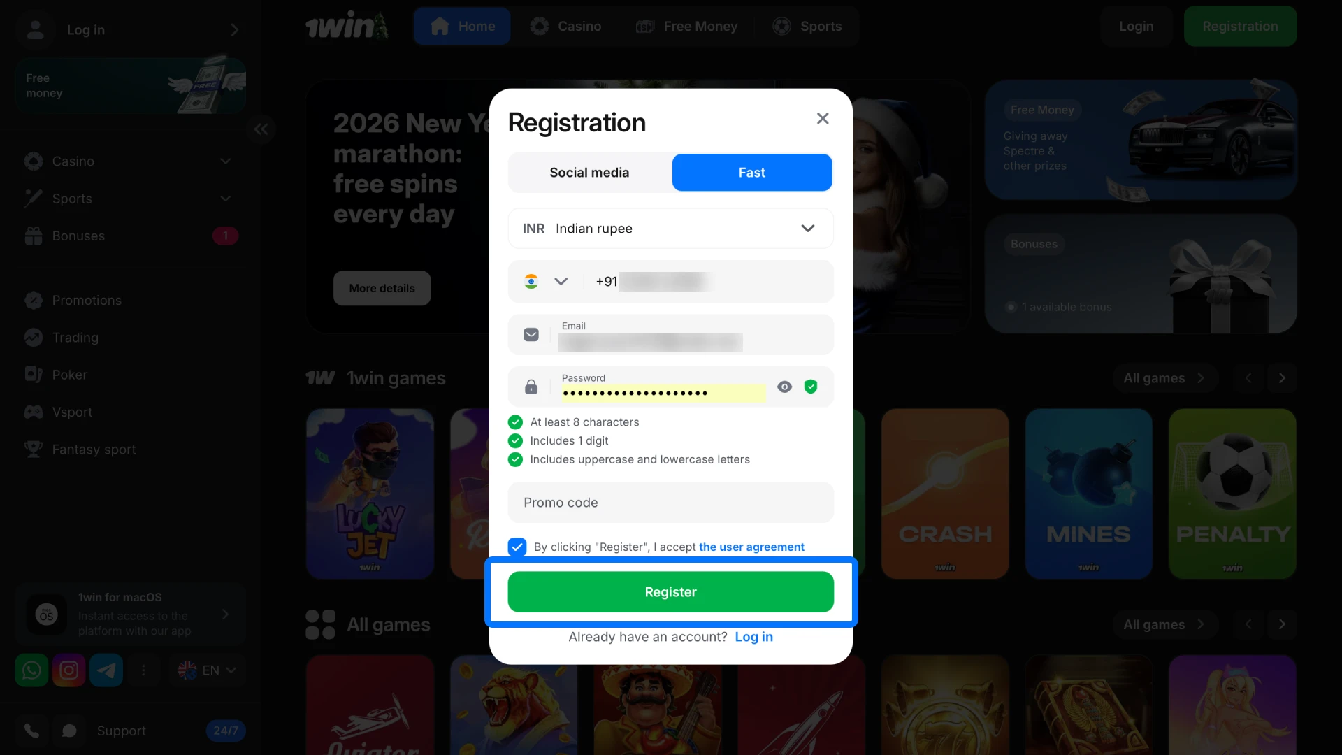 Start by creating a new account on 1win to gain access to all available bonus offers.