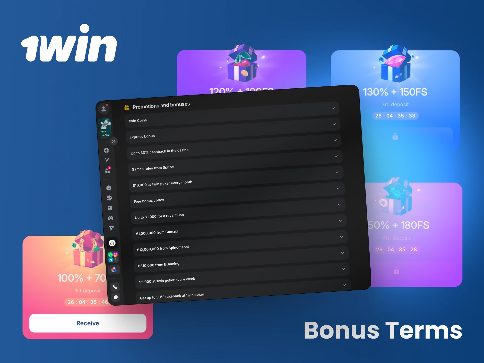 Familiarize yourself with the key terms and conditions that apply to all bonus offers on the 1win platform.