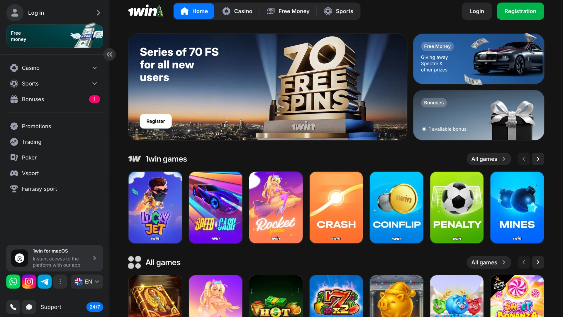 Start your journey on the vibrant main lobby of the official 1win website.