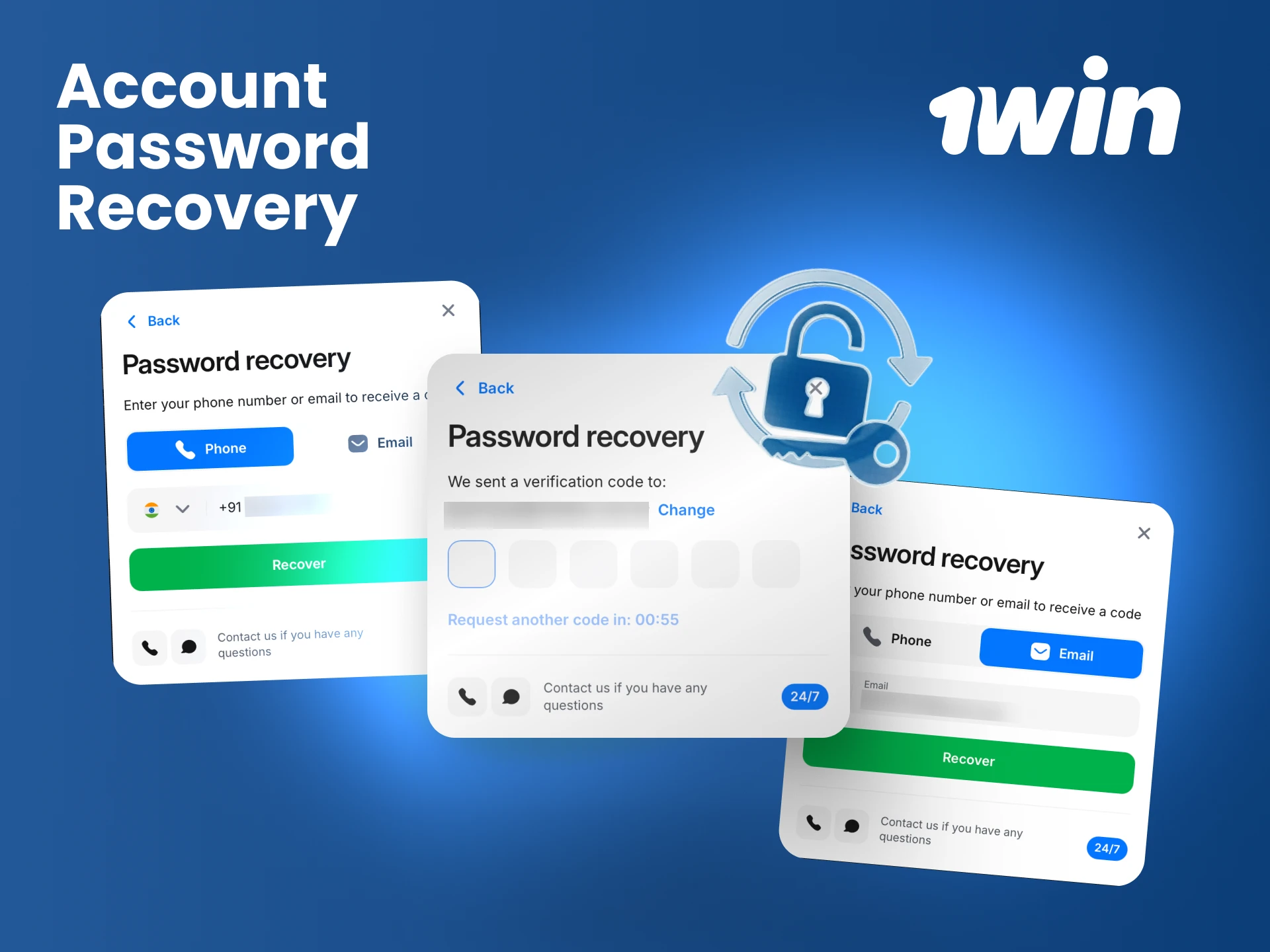 Follow the simple steps to securely recover access to your 1win account if needed.