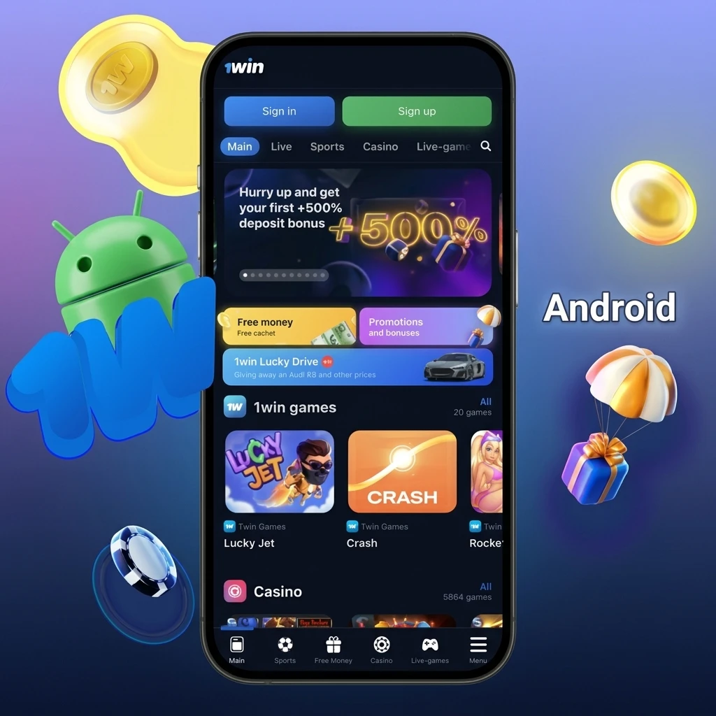 1win Android APK download and installation steps on mobile device running Android 5.0 or above
