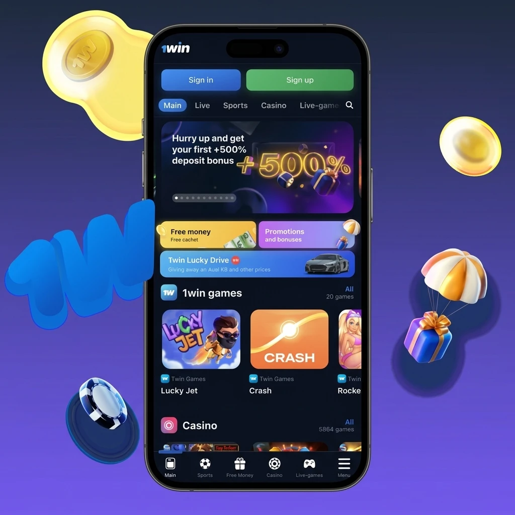 1win iOS app for iPhone and iPad showing sports betting and live casino features available on the App Store in India