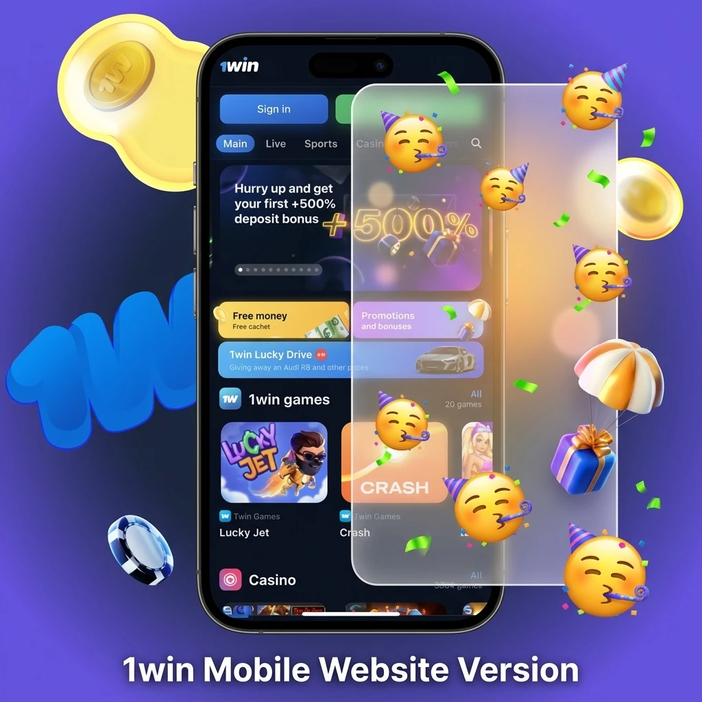 1win mobile website version accessible on smartphones and tablets with sports betting, live casino, deposits and withdrawals