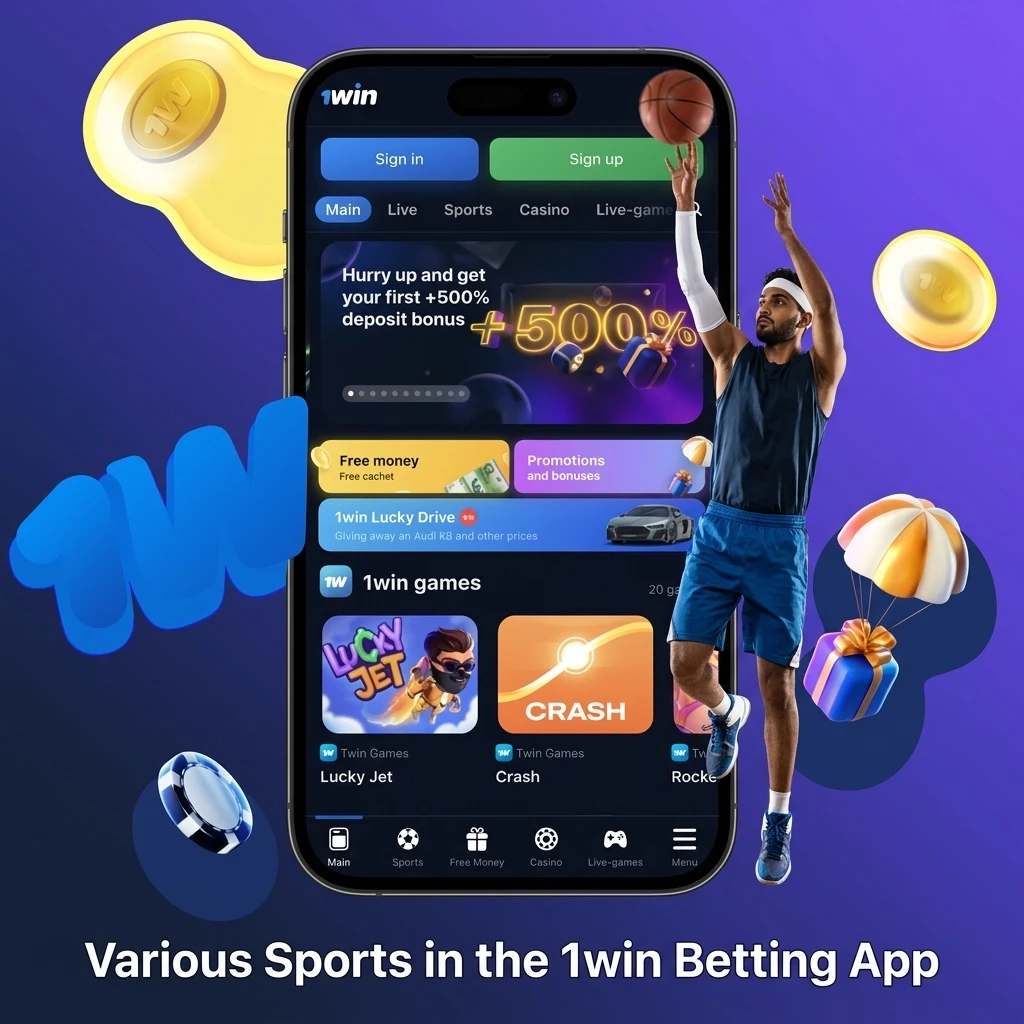 1win betting app sports selection including cricket, football, tennis, basketball, kabaddi, eSports like CS:GO and Dota 2